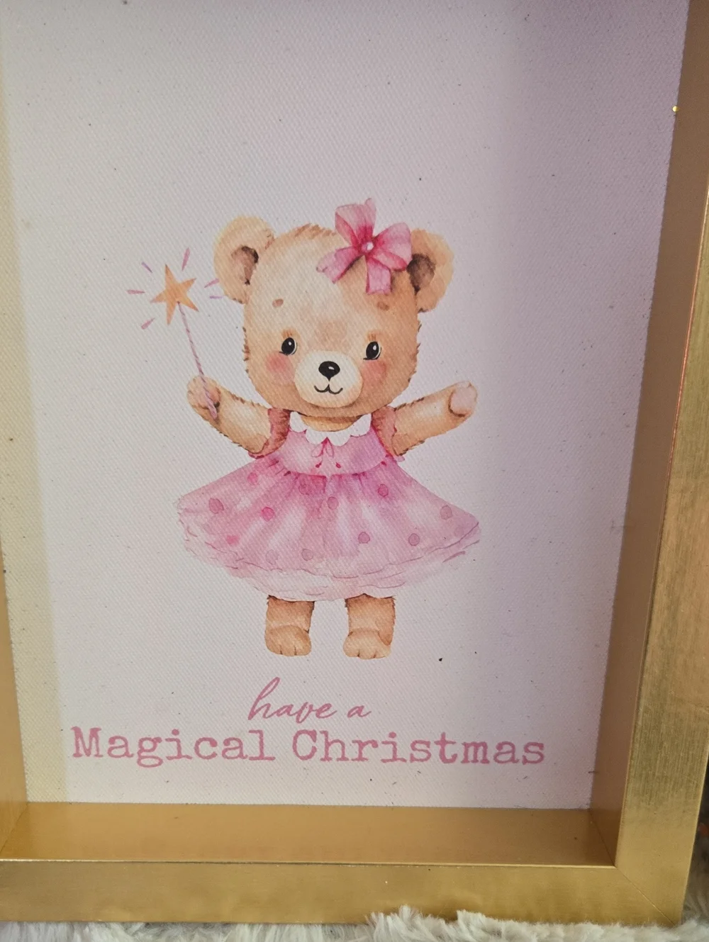 Gold Frame Pink Bear 